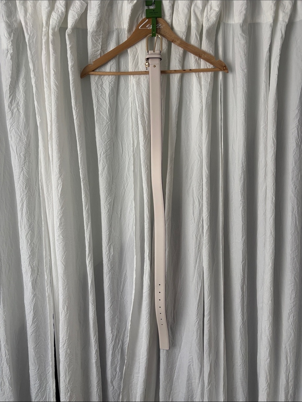 kate spade pale leather belt with gold buckle